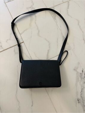 Dagne Dover Andra Black Pebbled Leather Crossbody Flap Bag